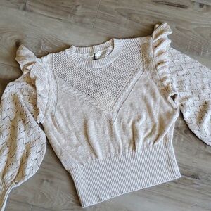 NWT Spell Willow Frill Jumper Cream Ruffle Sweater